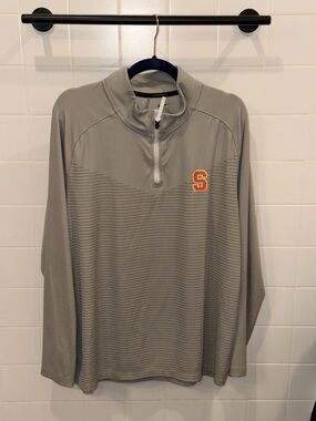 Nike Gray Quarter-Zip Pullover with Orange 'S' Logo